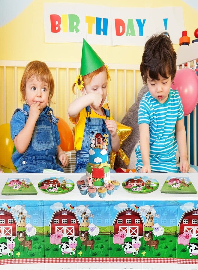 OULUN Farm Animal Party Tableware Set, Farmhouse 20 Plates and 20 Napkins and Tablecloth 71 '' x 42 '', Farm Animal Themed Party Decoration Supplies - Image 4